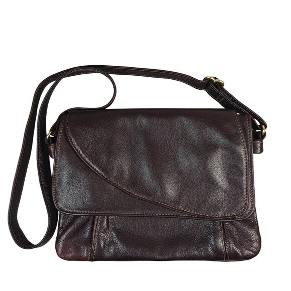 Vintage Elie Handbags Genuine Leather Brown Crossbody Bag USA Made - Picture 1 of 12